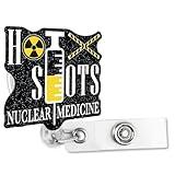 Sixrip Hot Shots Nuclear Medicine Retractable Glitter Badge Reel with Alligator Clip, Funny Nuclear Medicine Gift for Nuclear Medicine Doctor, MD Specialist, Nuclear Meds Graduation Gift