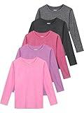 HXP 5 Pack Girls Long Sleeve Shirts Dry Fit Athletic Shirts Youth Teens Girls' Activewear 6-18 Years