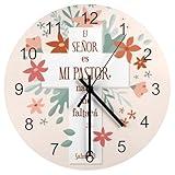 YHVHKA Bible Verse Religion Phrase in Spanish Wooden Wall Clock –Lightweight Silent Non-Ticking Rustic Clock, Inspirational Gift Christian Wall Decor for Living Room, Bedroom, Office, Classroom