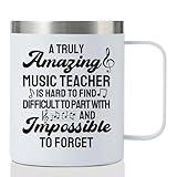 Onebttl Music Teacher Gifts Coffee Mug for Women Men, 12oz/350ml Stainless Steel Mug with Lid, Best gift for Principal Appreciation Day, Christmas, Retirement - White Hard to Find