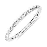 PAVOI Rhodium Plated 925 Sterling Silver Stackable CZ Ring for Women | Thin Band for Stacking | Simulated Diamond Eternity Wedding Band | Size 7