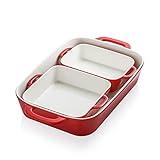 Sweejar Ceramic Bakeware Set, Rectangular Baking Dish for Cooking, Kitchen, Cake Dinner, Banquet and Daily Use, 9x13 Casserole Dishes for Oven Porcelain Baking Pans (Red)