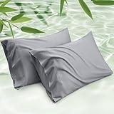 Bedsure Cooling Pillow Cases Standard Size 2, Rayon Derived from Bamboo Cooling Pillowcase for Hot Sleepers, Soft & Silky Pillow Covers with Envelope Closure, Gifts, Silver Grey, 20x26 Inches