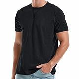 KLIEGOU Men's T-Shirts - Elasticity Cotton Crew Neck Tees 2166 Black XXL