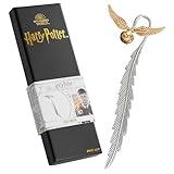 Harry Potter Metal Bookmark with Hanging Charm Golden Snitch Hogwarts Reading Gifts Book Lovers Gift Box (Golden Snitch)
