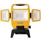 LUTEC 91.6W 10000 Lumen LED Work Light, Foldable Work Lights with 3 Adjustable Head, Portable Corded Construction Lights Job Site Lighting