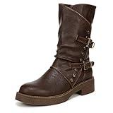 Blowfish Malibu Womens Venice Studded Moto Boot Brown 7.5 M