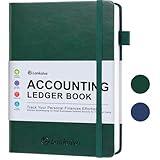 Accounting Ledger Book - Ledger Books Bookkeeping for Personal & Small Business Accounting, Expense Tracker Notebook for Expenses, Deposits & Balance, A5 Log Book for Small Business Essentials, Green