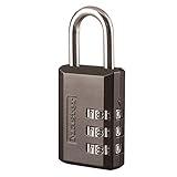 Master Lock Black Combination Padlock, Indoor Gym Locker Lock with Customizable 3-Digit Code for Luggage, Backpacks, Cabinets, 647D