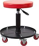 Torin ATRHL6201B Heavy Duty Rolling Pneumatic Creeper Garage/Shop Seat: Padded Adjustable Mechanic Stool with Tool Tray Storage, Red 250 LBS