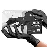 Black Nitrile Disposable Gloves Large, 200 Count - Latex Free Medical Gloves, Dental and Surgical Grade - Powder Free Rubber Gloves