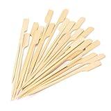 10 Inch Bamboo Skewers 100PCS Food Appetizer Toothpicks Wide Flat Paddle Bamboo Wood Picks for Cocktail, Marshmallow, Fruit, Grilling, Drink, BBQ, Barbecue, Yakitori Chicken, Fondue, Roasting