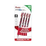 Pentel EnerGel RTX Liquid Gel Pens, Medium (0.7mm), Red Ink, Plastic-Free 4-pk (BL77PF4B)