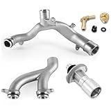 AULINK (OEM Part) LR090630 LR092992 AJ813917 Aluminum Water Pump Coolant Outlet Pipe Kit For 2010-2021 Land Rover LR4 Discovery Range Rover Sport Velar, For Jaguar XF XJ XE F-Type F-Pace 3.0L 5.0L