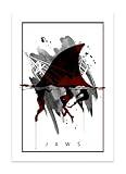 Jaws Art Print – 13×19 Handmade Minimalist Poster of the Classic Movie – Shark Horror Film Wall Decor for Cult Cinema Fans
