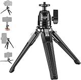 NEEWER Mini Metal Table Tripod with 360° Ball Head, Supports Vertical Recording and Handle, Portable Travel Tripod with 1/4 Inch Screw for Camera Mobile Phone Action Cam, Max. Load 3 kg, TP29