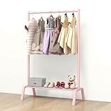 STWWO Kids Clothing Rack, Metal Dress Up Storage, Kids Costume Rack with Storage Shelf, Toddler Clothing Rack Organizer, Pink