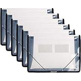 FANWU 6 Pack Plastic Expanding File Wallet Document Organizer with Flap and Cord Closure, Letter Size, 2.8" Expansion, Clear Colored Poly A4 Expandable File Folder for Home School & Office Storage