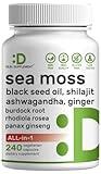 DEAL SUPPLEMENT Irish Sea Moss 7000mg Per Serving, 240 Veggie Capsules – 14 Superfood Complex – 3000mg Black Seed Oil, 2000mg Ashwagandha, 600mg Ginger