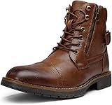 Vostey Men's Boots Casual Dress Boots for Men Brown Boots Mens Motorcycle Combat Ankle Boot (BMY678A dark brown 10)