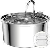 Cat Water Fountain Stainless Steel - 108oz/3.2L Large Capacity Cat Fountain for Drinking, Ultra Quiet Metal Pet Water Fountain for Cats, Small Dogs, Multiple Pets