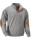 JMIERR Mens Sweater Fall Shirts Corduroy Sweatshirts Casual Fashion Long Sleeve Crewneck Button Pullover with Pockets, M, Light Grey