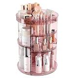 Jiavarry 360 Rotating Makeup Organizer with Lipstick Slots, 8 Adjustable Layers Spinning Skincare Organizers, Large Capacity Desk Storage, Carousel Cosmetic Shelf for Vanity Bathroom Countertop