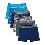 Hanes Boys' Big Performance Tween Boxer Briefs Underwear, Assorted Prints & Solids, 6-Pack, Blue/Grey-6 Pack