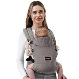 BethBear Baby Carrier Newborn to Toddler 7-45 lbs with Natural Material, Ergonomic Design,Versatile and Adjustable,Hands Free for Moms&Dads,Gray