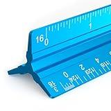 Rena Chris Architectural Scale Ruler: 12" Imperial Aluminum Alloy Metal Architecture Measuring Tools, Engineering Drafting Construction Drawing Blueprints Triangular Architect Scaling Rulers 12 Inches