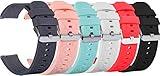 Turnwin 18mm 20mm 22mm Width Silicone Quick Release Wristband Replacement Sports Straps Bracelet Watch Band Women Men Strap with Quick Release Pins for Smartwatch (Width:20mm, Six Colors)