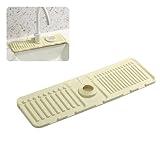 Faucet Mat for Kitchen Sink - 2024 Upgraded Premium Silicone Splash Guard with Fast Drying Properties - Protective Sink Tray Ideal for Stone Sinks in Kitchen & Bathroom (1, Beige)