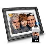 Digital Picture Frame 32G WiFi - 10 inch Digital Photo Frame with Motion Sensor. Free App Share Photos and Videos with Touch Screen and Delicate Wood Frame by FLYAMAPIRIT