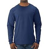 Jerzees Men's Dri-Power Cotton Blend Long Sleeve Tees, Moisture Wicking, Odor Protection, UPF 30+, Sizes S-3X, Navy, X-Large