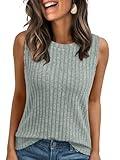 AUTOMET Summer Tank Tops Womens Sleeveless Tunic Shirts Basic Soft Clothes 2025 Casual Trendy Spring Beach Fashion Vacation Outfits Green S