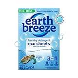 Earth Breeze Laundry Detergent Sheets Fresh Scent - 60 Loads No Plastic Jug Concentrated Laundry Detergent 30 Sheets