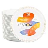 yesbox 10 Inch Paper Plates - Bulk Pack of 150, Eco-Friendly Heavy Duty Disposable Plates, Ideal for Daily Breakfast, Lunch, & Dinner Meals, Birthday Celebrations, Family Gatherings & Outdoor Events