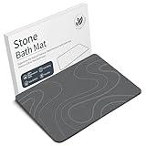 Stone Bath Mat Diatomaceous Earth Bath Mat Super Absorbent Stone Bath Mats for Bathroom/Kitchen Counter Quick Drying Diatomite Bath Stone Mat Natural Non-Slip Easy to Clean(23.6"×15.4" Grey)