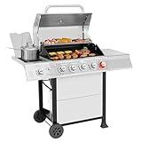 Royal Gourmet GA5401T 5-Burner Propane Gas Grill with Sear Burner and Side Burner, Stainless Steel BBQ Grill with 632 Sq. In. Grilling Area for Outdoor Barbecue Cooking, 64,000 BTUs, Silver