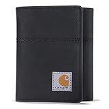 Carhartt Men's Saddle Leather Trifold Wallet, Black, One-Size