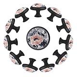 IROLSKDNFH 12 Pack Cupboard Knobs Crystal Clear Glass Cabinet Pulls, Round Knobs with Screws, Dresser Drawers Wardrobe Furniture Knobs Abstract Spring Garden Flower Bouquet Background
