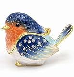 Robin Bird Jewelry Trinket Boxes Hinged Ring Box.Collectible Bird Figurines Home Decor Gifts for Women.Necklace Rings Earrings Organizer.