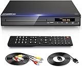 DVD Player, HDMI AV Output, All Region Free CD DVD Players for TV, DVD Players with NTSC/PAL System, Supports Mic's & USB Input, Package Includes HDMI/RCA Cables and Remote Control
