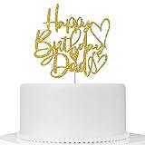 Happy Birthday Dad Cake Topper, Dad Father's Bday Cake Decoration, Happy Birthday Daddy Decor, Best Dad Ever Decoration Supplies - Gold Glitter
