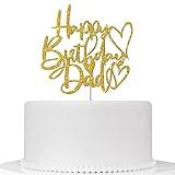 Happy Birthday Dad Cake Topper for Dad Party, Dad Father's Birthday Cake Decoration, Happy Birthday Daddy Decoration, Best Dad Ever Party Decoration Supplies - Gold Glitter