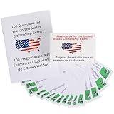 U.S Civics Test Flash Cards Combo Set, Naturalization Study Guide with Bilingual Booklet for English and Spanish, Flashcards for The United States Citizenship