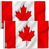 Anley Pack of 2 Fly Breeze 3x5 Foot Canada Flag - Vivid Color and Fade proof - Canvas Header and Double Stitched - Canadian National Flags Polyester with Brass Grommets 3 X 5 Ft