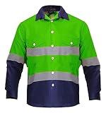 Just In Trend High Visibility Hi Vis Reflective Safety Work Shirts (3X-Large, Green/Navy Blue)