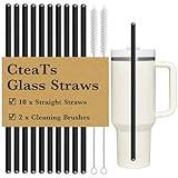 Glass Reusable Straw for Stanley 40 oz 30 oz Cup Tumbler Replacement Stanley Straw 10 Pack Clear Glass Straw with Cleaning Brush Stanley Cup Accesspries