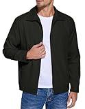 COOFANDY Mens Black Zip Up Jacket Cotton Twill Jacket Lightweight Casual Jacket Office Work Jacket Windbreaker